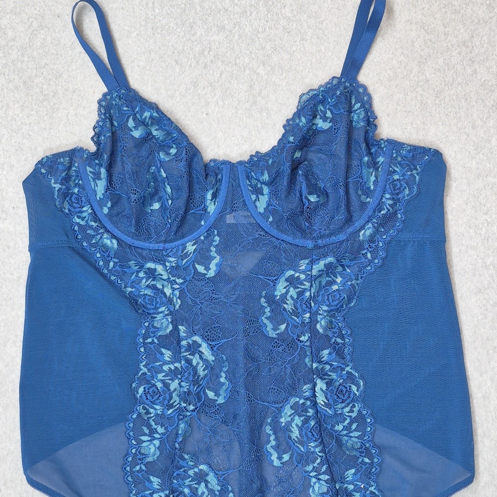 Torrid Curve Women Sleepwear 3X Blue Floral Underwired Lace One Piece